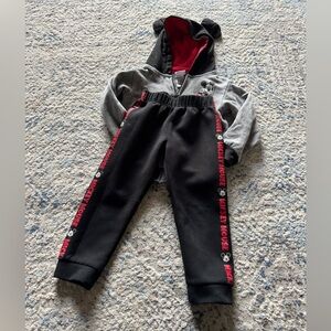 Disney Grey & Black Mickey Sweatshirt and Joggers Set with Red Accents